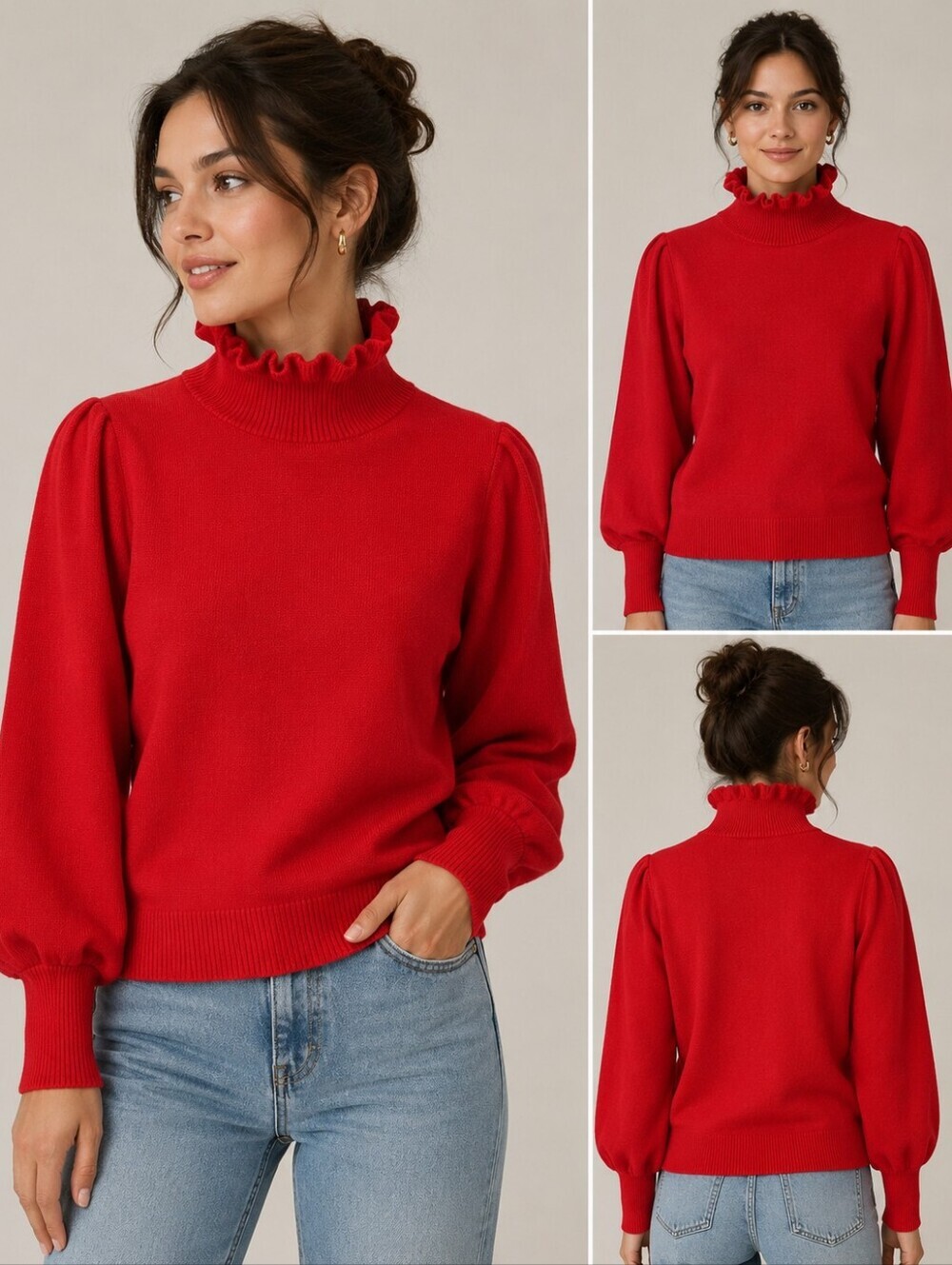 NWT Red Hyacinth House Sweater Tuckernuck Balloon Sleeves Ruffled Collar XXS